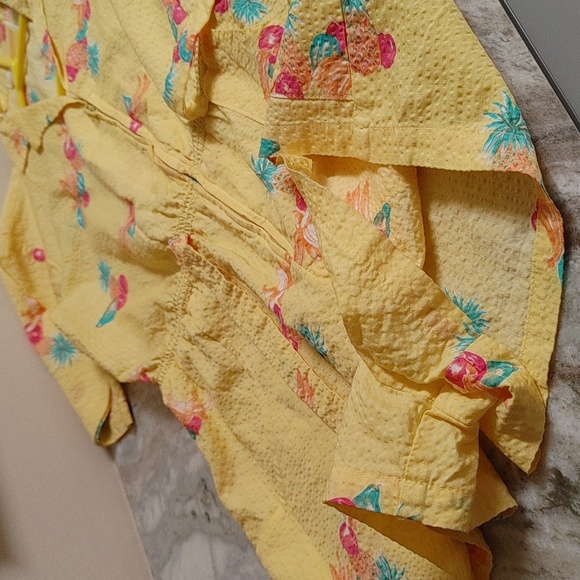 Rare Find Sunshine by Sherry Holt Yellow Seersucker Romper Size XS - Picture 10 of 11